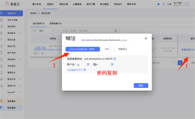 选择连接方式并下载 RDP 文件